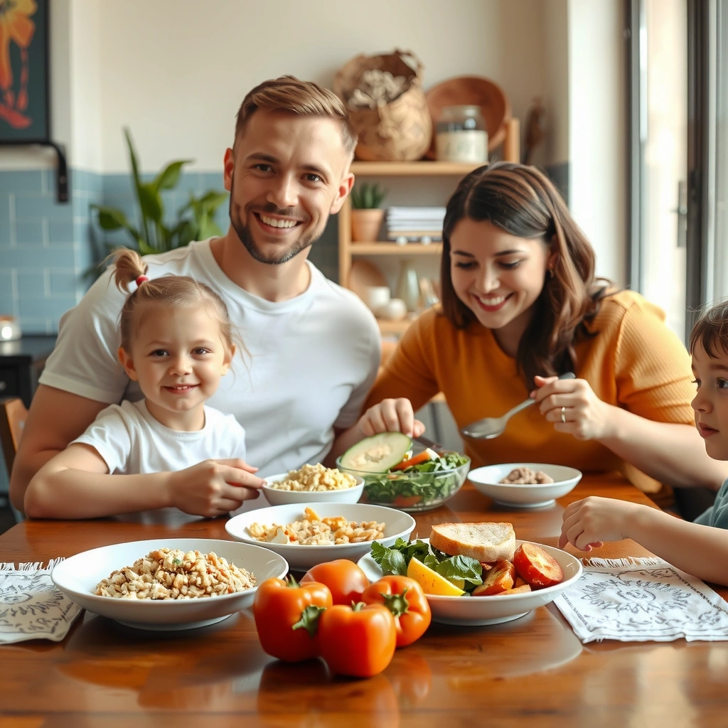 Stil de viață sănătos - familie mâncând împreună
